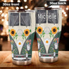 Camellia Personalized Sunflower Hippie Peace Lover Butterfly Graphics Stainless Steel Tumbler - Double-Walled Insulation Thermal Cup With Lid Gift For Hipster