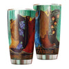 Personalized Hippie Cowboy Boots Painting Vintage Graphic - Horse Lovers insulated stainless steel tumbler drinkware preview