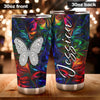 Camellia Personalized Colorful Butterfly Jewelry Style Stainless Steel Tumbler - Double-Walled Insulation Travel Thermal Cup With Lid Gift For Memorial Day