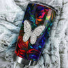 Camellia Personalized Colorful Butterfly Jewelry Style Stainless Steel Tumbler - Double-Walled Insulation Travel Thermal Cup With Lid Gift For Memorial Day