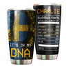 Camellia Personalized DNA Sweden Fingerprint Nutrition Facts Stainless Steel Tumbler - Double-Walled Insulation Travel Thermal Cup With Lid Gift For Swedish