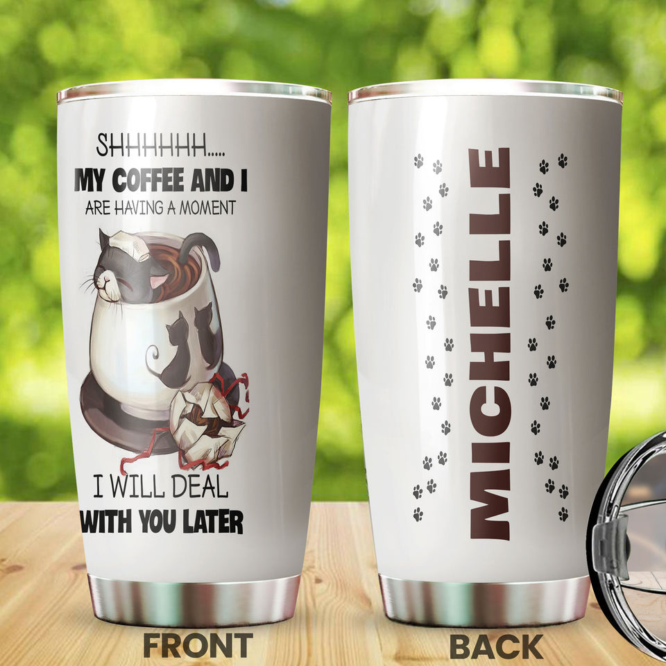 Personalized Black Cat My Coffee and I Stainless Steel Tumbler - Cat Lovers Tumbler view #7