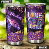 Camellia Personalized Purple Love Sea Turtle Stainless Steel Tumbler - Double-Walled Insulation Travel Thermal Cup With Lid Gift For Scuba Diver Surfing