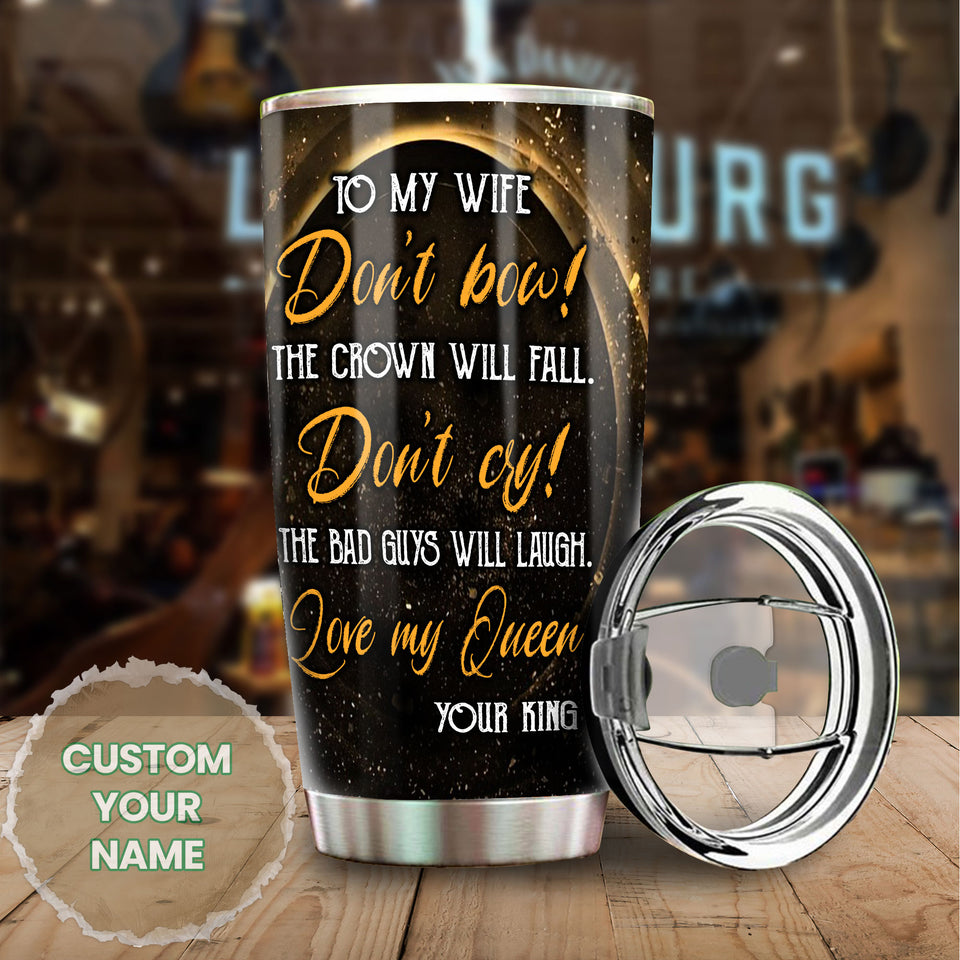 Camellia Personalized Afro Girl To My Wife Crown Loving Letter Stainless Steel Tumbler - Double-Walled Insulation Thermal Cup With Lid Valentines Day Gift For Girlfriend Wife