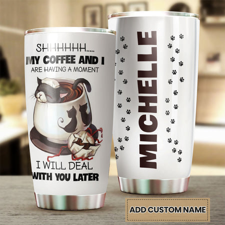 Personalized Black Cat My Coffee and I Stainless Steel Tumbler - Cat Lovers Tumbler view #7