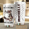 Personalized Black Cat My Coffee and I Stainless Steel Tumbler - double-wall vacuum insulated coffee travel tumbler detail