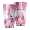 Camellia Personalized Cheerleading Girl Pink Graphics Stainless Steel Tumbler - Double-Walled Insulation Sporty Thermal Cup With Lid Gift For Cheerleaders Teenager Girl