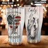 Camellia Personalized Girl Runs On Jesus And Horses American Flag Stainless Steel Tumbler - Double-Walled Insulation Thermal Cup With Lid Gift For Horse Lover