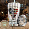 Camellia Personalized Girl Runs On Jesus And Horses American Flag Stainless Steel Tumbler - Double-Walled Insulation Thermal Cup With Lid Gift For Horse Lover