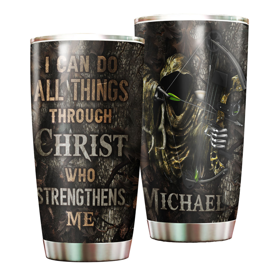 Personalized Archer I Can Do All Christ Strengthens Me Stainless - General insulated stainless steel tumbler drinkware preview