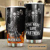 Camellia Personalized The Real Life Partner Skeleton Motorcycling Graphics Stainless Steel Tumbler - Double-Walled Insulation Thermal Cup With Lid Gift For Biker Men