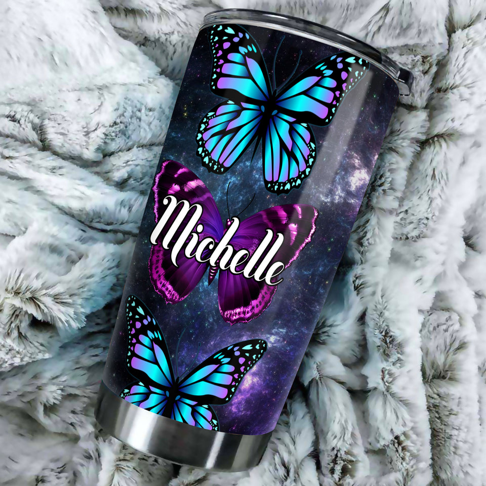 Camellia Personalized Butterfly To My Daughter Loving Letter Stainless Steel Tumbler - Double-Walled Insulation Travel Thermal Cup With Lid Mom Gift For Daughter