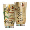 Camellia Personalized Sunflower Hippie Let The Sun Shine Through Heart Stainless Steel Tumbler - Double-Walled Insulation Travel Thermal Cup With Lid Gift For Hipster Girl