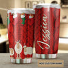 Camellia Personalized Christmas Wools Red Socks Sheep Yarn Knitting Stainless Steel Tumbler - Double-Walled Insulation Thermal Cup With Lid Xmas Gift For Crocheting Lover