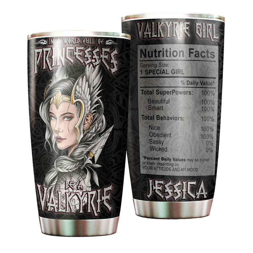 Camellia Personalized Viking Warrior Princesses Be A Valkyrie Stainless Steel Tumbler - Double-Walled Insulation Travel Thermal Cup With Lid Gift For Girl Women Viking Lover