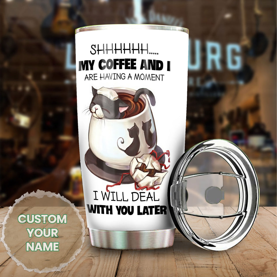 Personalized Black Cat My Coffee and I Stainless Steel Tumbler - Cat Lovers Tumbler view #6
