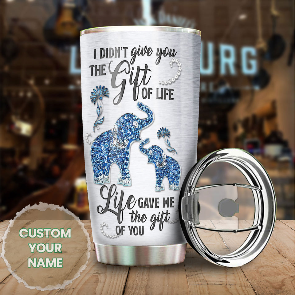 Camellia Personalized Elephant Mom Jewelry To My Daughter Loving Letters Stainless Steel Tumbler - Double-Walled Insulation Thermal Cup With Lid Mom Gift For Daughter Girl