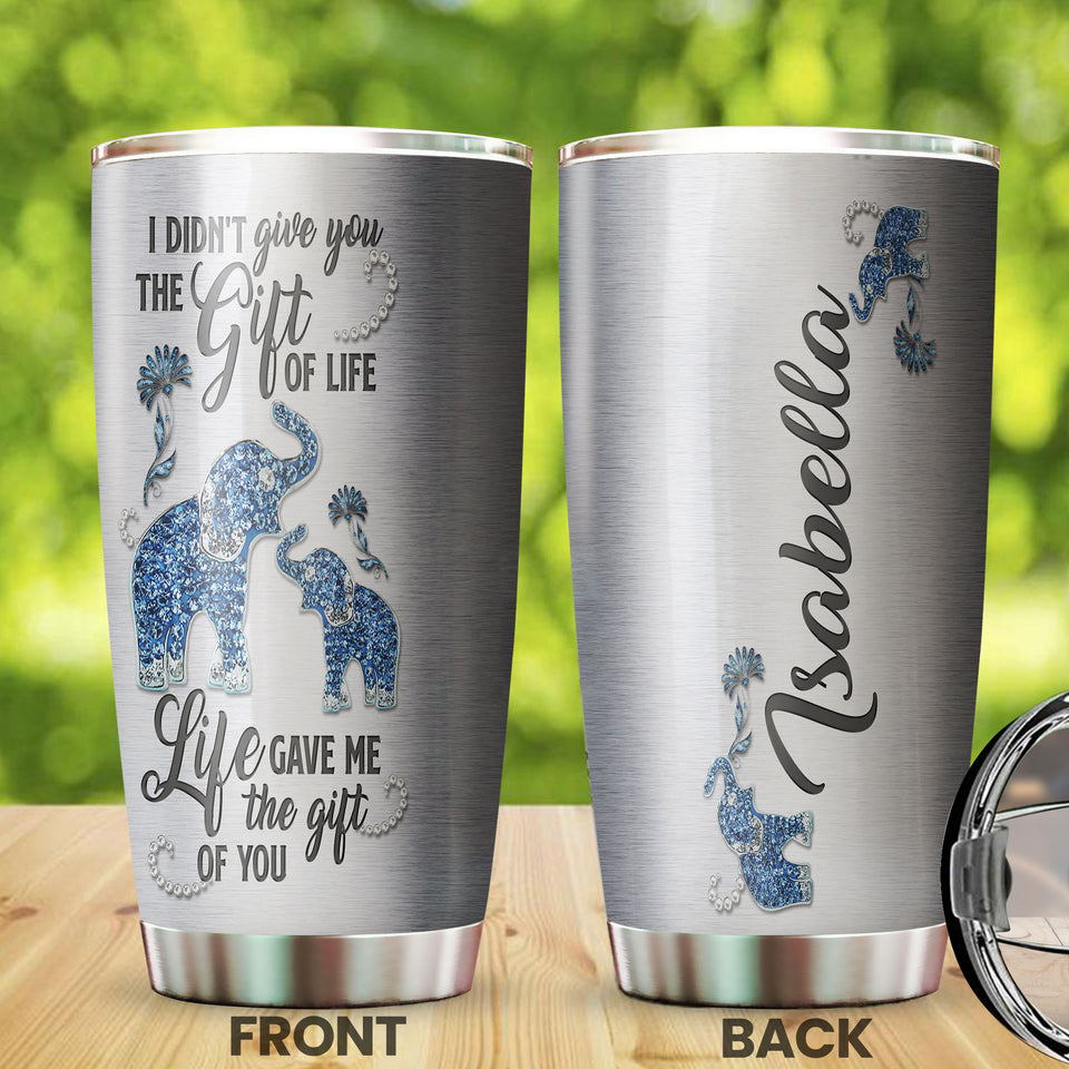 Camellia Personalized Elephant Mom Jewelry To My Daughter Loving Letters Stainless Steel Tumbler - Double-Walled Insulation Thermal Cup With Lid Mom Gift For Daughter Girl