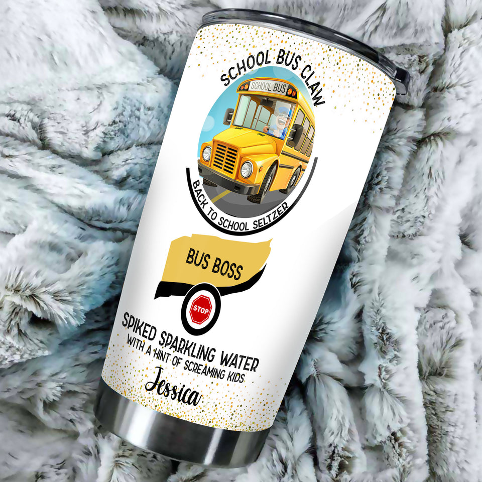 Camellia Personalized School Bus Claw Bus Boss Screaming Kids Stainless Steel Tumbler - Double-Walled Insulation Travel Thermal Cup With Lid Gift For Bus Driver Back To School