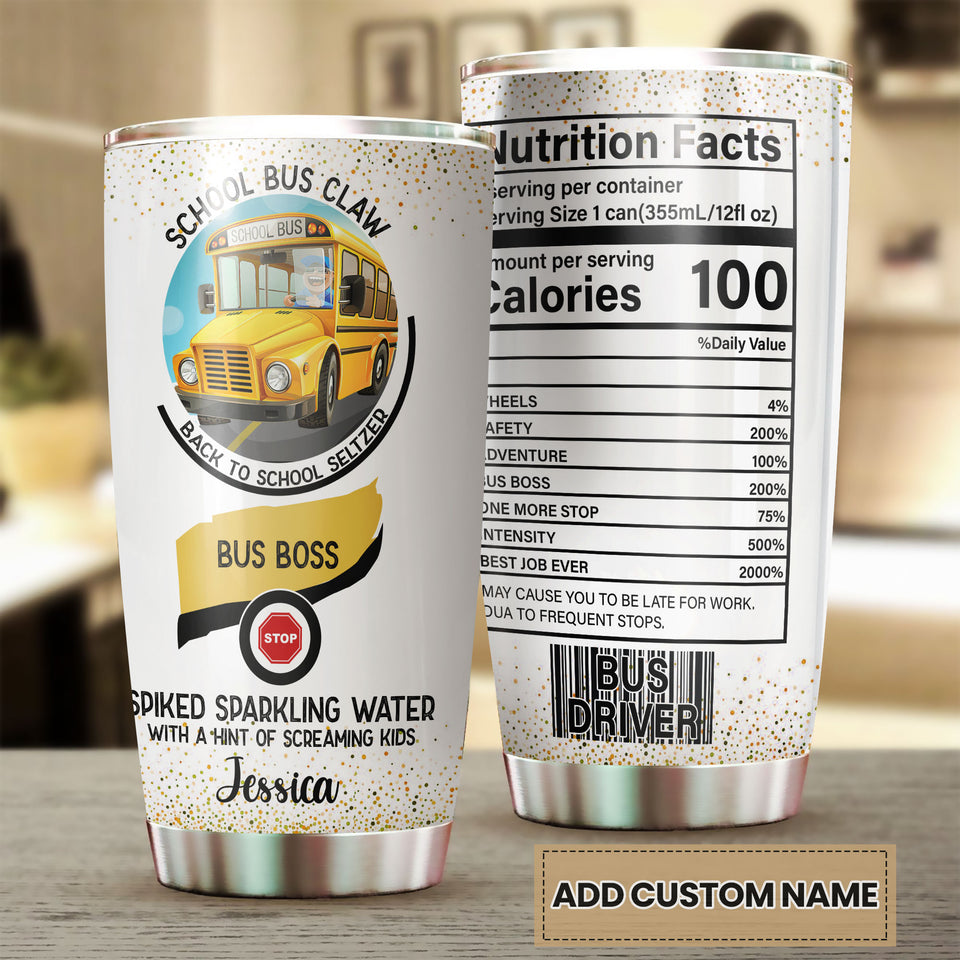Camellia Personalized School Bus Claw Bus Boss Screaming Kids Stainless Steel Tumbler - Double-Walled Insulation Travel Thermal Cup With Lid Gift For Bus Driver Back To School