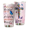 Camellia Personalized Butterfly Thankful Forever Unbelievably Blessed Stainless Steel Tumbler - Double-Walled Insulation Thermal Cup With For Memorable Day