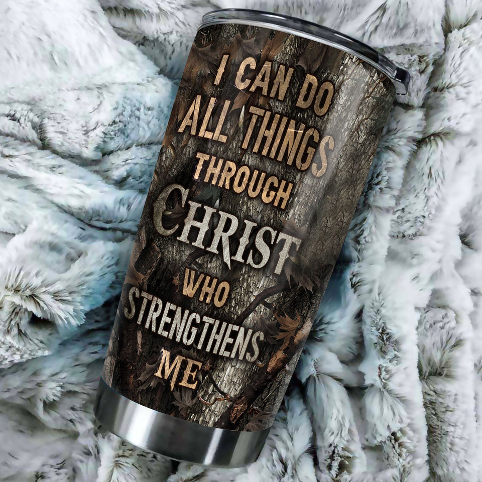 Personalized Archer I Can Do All Christ Strengthens Me Stainless - durable hot & cold beverage tumbler view #3