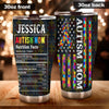 Camellia Personalized Autism Mom Nutrition Facts Pieces Ribbon Stainless Steel Tumbler - Double-Walled Insulation Travel Thermal Cup With Lid Gift For Autism Awareness Month