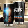 Camellia Personalized Metal Truck Trucker Faith Graphics Stainless Steel Tumbler - Double-Walled Insulation Travel Thermal Cup With Lid Gift For Faith Believer Trucker Men