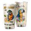 Camellia Personalized Parrot And I Talk About You Stainless Steel Tumbler - Double-Walled Insulation Travel Thermal Cup With Lid Gift For Animal Pet Lover