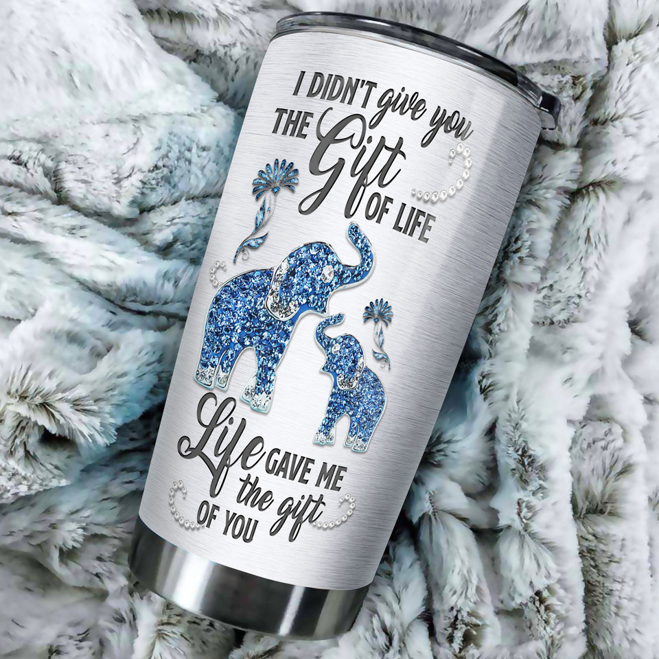 Camellia Personalized Elephant Mom Jewelry To My Daughter Loving Letters Stainless Steel Tumbler - Double-Walled Insulation Thermal Cup With Lid Mom Gift For Daughter Girl