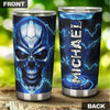 Camellia Personalized Cyborg Skull Skeleton Graphics Stainless Steel Tumbler - Double-Walled Insulation Travel Thermal Cup With Lid Gift For Skull Lover Trucker Biker Men
