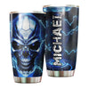 Camellia Personalized Cyborg Skull Skeleton Graphics Stainless Steel Tumbler - Double-Walled Insulation Travel Thermal Cup With Lid Gift For Skull Lover Trucker Biker Men