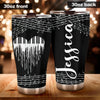 Camellia Personalized Piano Heart Music Graphics Stainless Steel Tumbler - Double-Walled Insulation Travel Thermal Cup With Lid Gift For Pianist Musician Music Lover