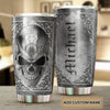 Camellia Personalized Steel Skull Skeleton Metal Style Graphics Stainless Steel Tumbler - Double-Walled Insulation Travel Thermal Cup With Lid Gift For Men Biking Trucker