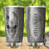 Camellia Personalized Steel Skull Skeleton Metal Style Graphics Stainless Steel Tumbler - Double-Walled Insulation Travel Thermal Cup With Lid Gift For Men Biking Trucker