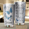 Camellia Personalized Butterfly Jewelry To My Daughter Loving Letters Stainless Steel Tumbler - Double-Walled Insulation Travel Thermal Cup With Lid Mom Gift For Daughter Girl