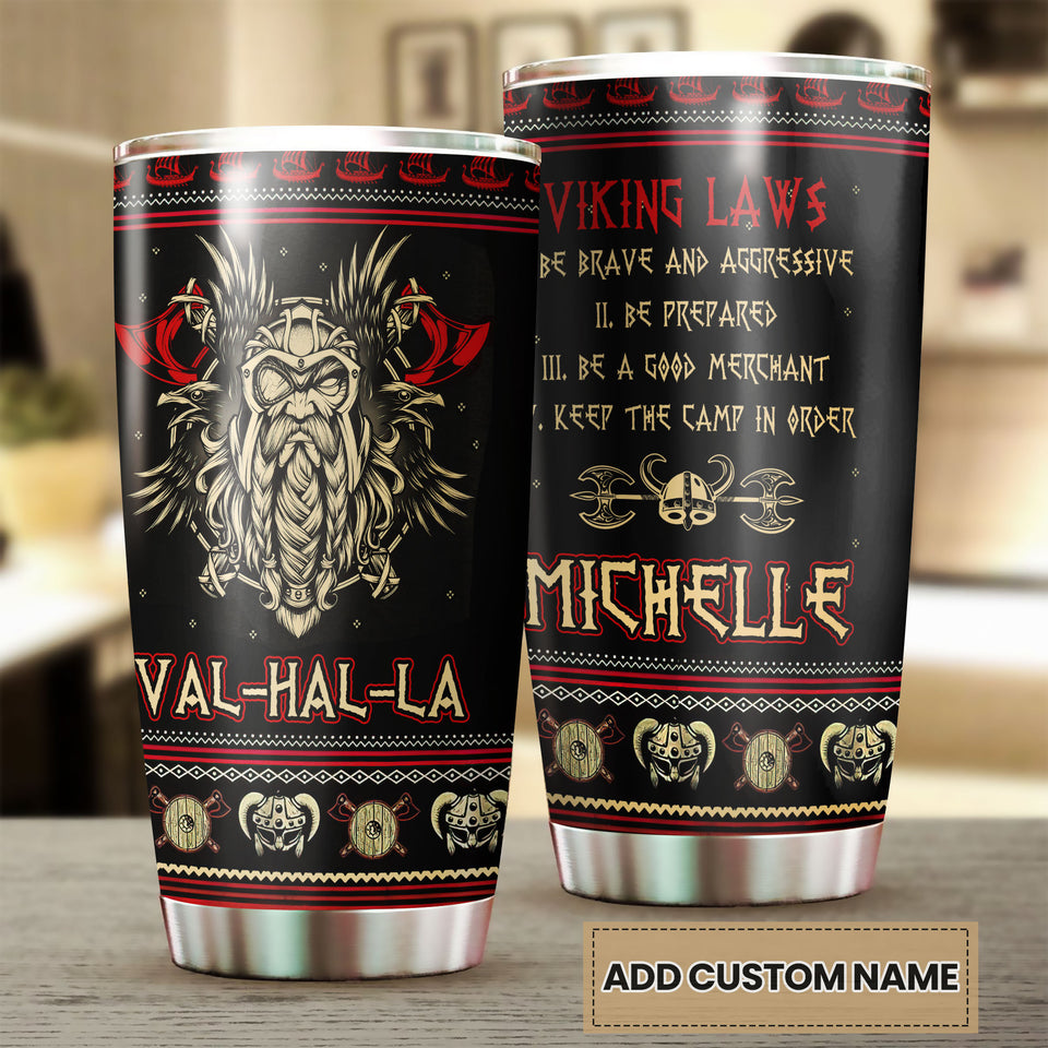 Personalized Viking Law Metal Berserker Warrior Stainless Steel - double-wall vacuum insulated coffee travel tumbler detail