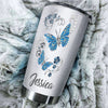 Camellia Personalized Butterfly Jewelry To My Daughter Loving Letters Stainless Steel Tumbler - Double-Walled Insulation Travel Thermal Cup With Lid Mom Gift For Daughter Girl