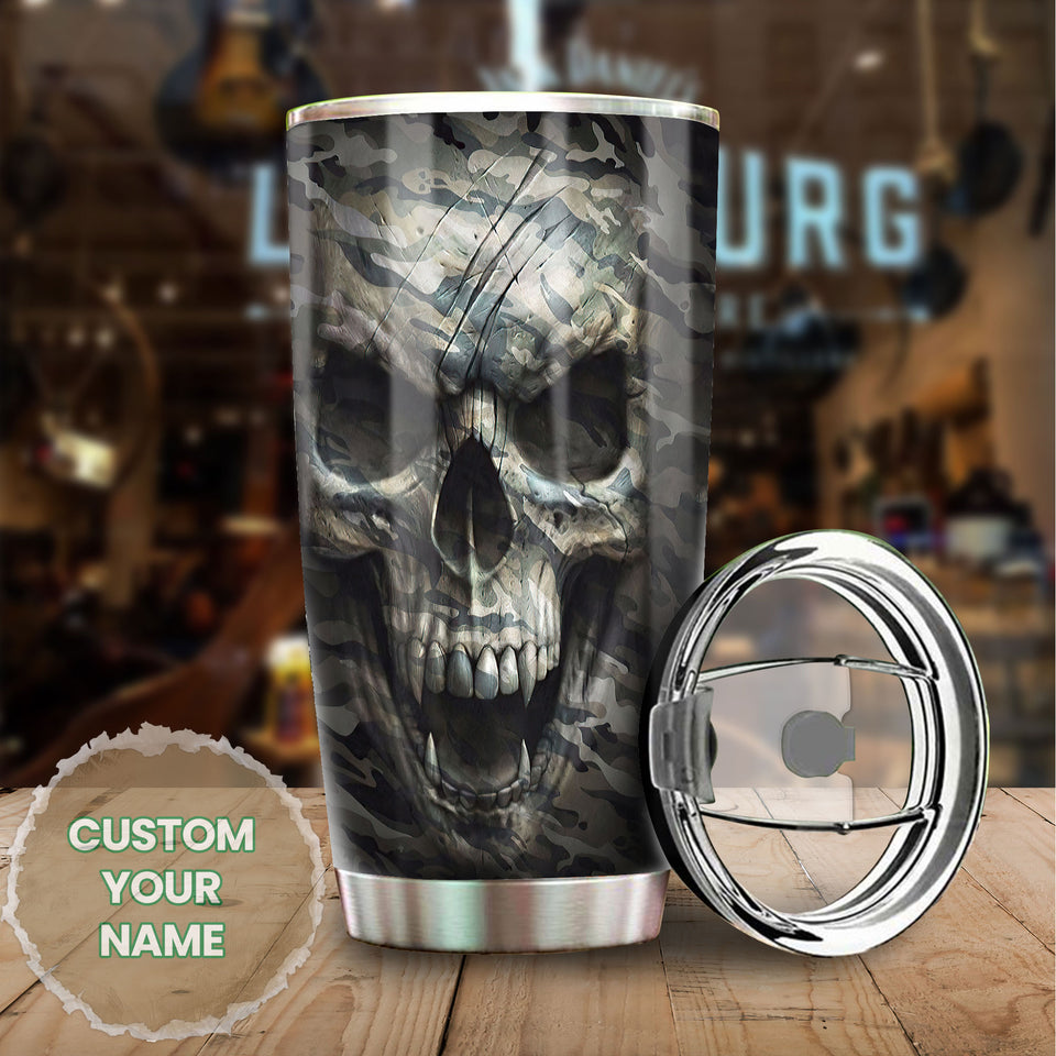 Camellia Personalized Skull I'm Far From Perfect Stainless Steel Tumbler - Double-Walled Insulation Travel Thermal Cup With Lid