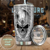 Camellia Personalized Steel Skull Skeleton Metal Style Graphics Stainless Steel Tumbler - Double-Walled Insulation Travel Thermal Cup With Lid Gift For Men Biking Trucker
