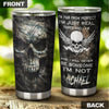 Camellia Personalized Skull I'm Far From Perfect Stainless Steel Tumbler - Double-Walled Insulation Travel Thermal Cup With Lid