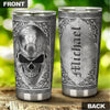 Camellia Personalized Steel Skull Skeleton Metal Style Graphics Stainless Steel Tumbler - Double-Walled Insulation Travel Thermal Cup With Lid Gift For Men Biking Trucker