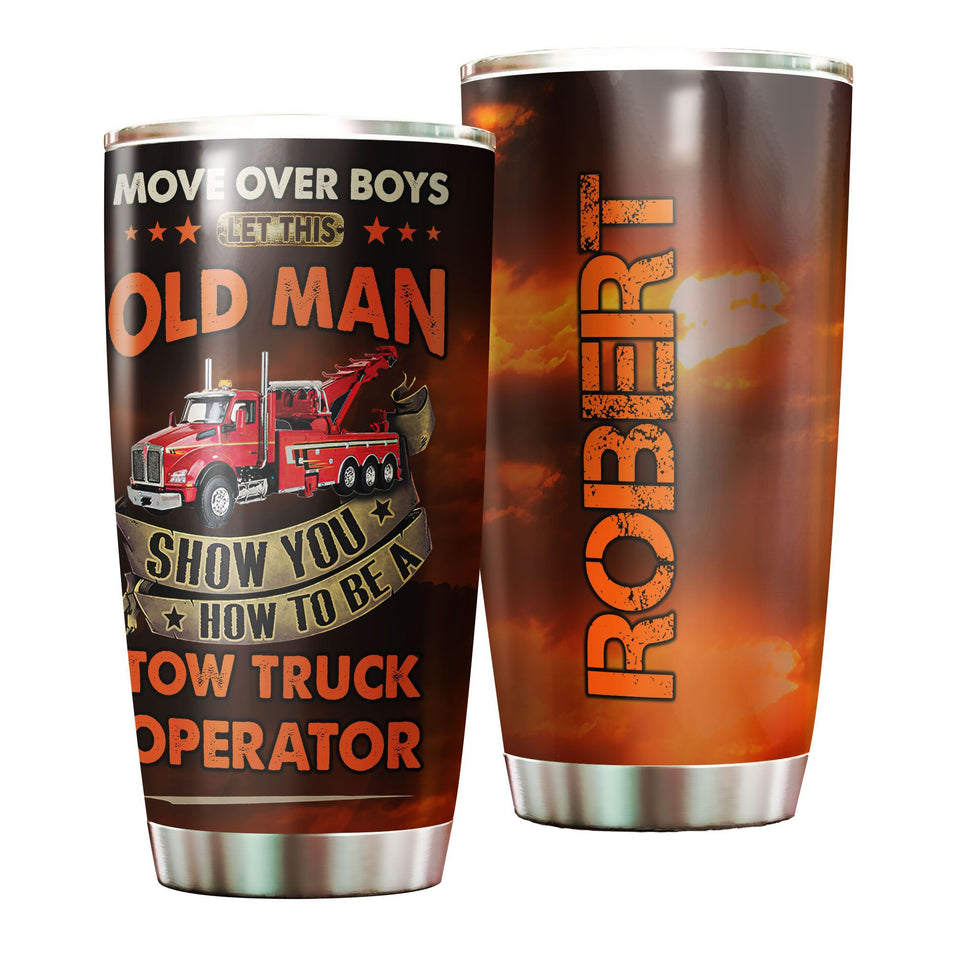 Camellia Personalized How To Be Truck Operator Stainless Steel Tumbler - Double-Walled Insulation Travel Thermal Cup With Lid Gift For Trucker Men
