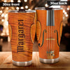 Camellia Personalized Violin String Wooden Style Graphics Stainless Steel Tumbler - Double-Walled Insulation Travel Thermal Cup With Lid Gift For Violinist Guitarist Musician