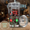 Camellia Personalized Red Tractor Is Calling I Must Go Farming Stainless Steel Tumbler - Double-Walled Insulation Travel Thermal Cup With Lid Gift For Farm Tractor Lover