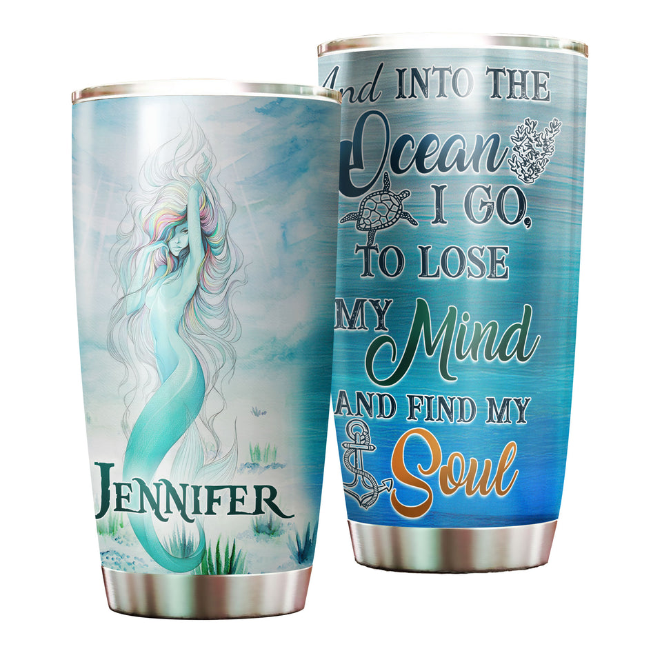 Personalized Mermaid Into the Ocean Stainless Steel Tumbler - General insulated stainless steel tumbler drinkware preview