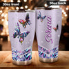 Camellia Personalized 3D Colorful Diamond Butterfly Stainless Steel Tumbler - Customized Double-Walled Insulation Therma Cup With Lid
