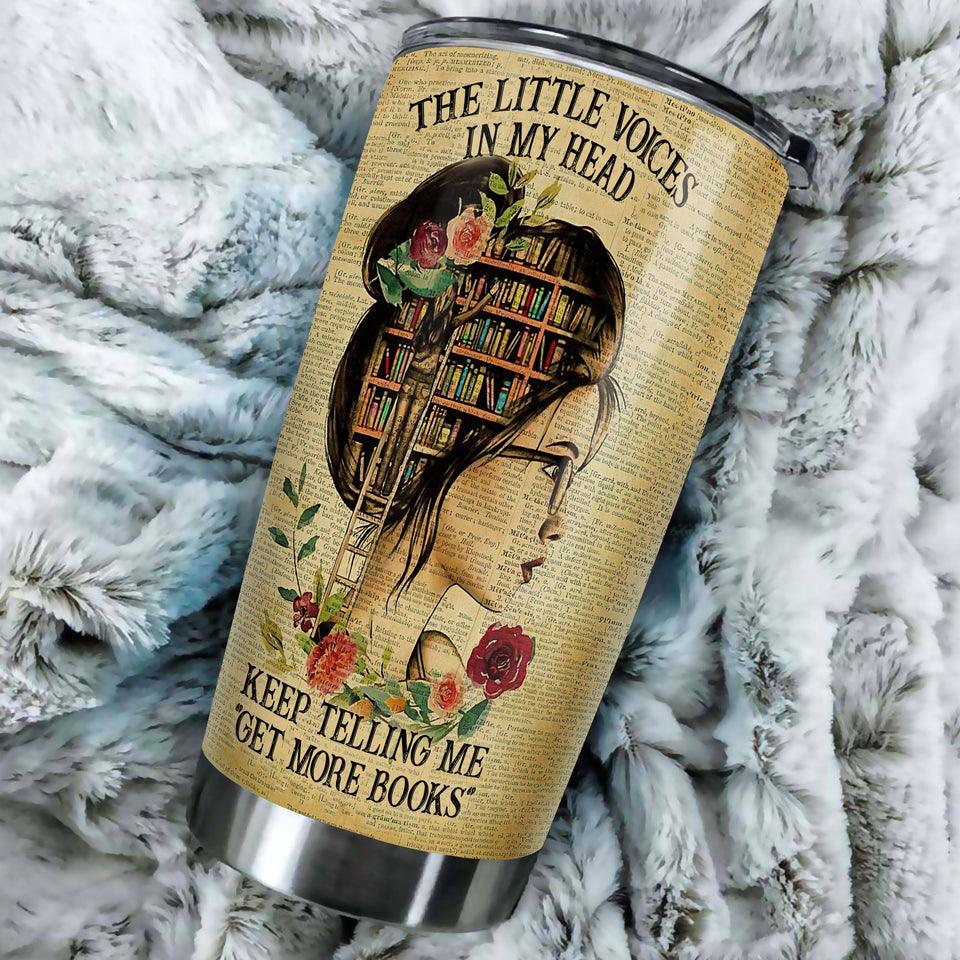 Camellia Personalized Girl Get More Books Stainless Steel Tumbler - Double-Walled Insulation Thermal Cup With Lid Gift For Nerd Reader Book Lover