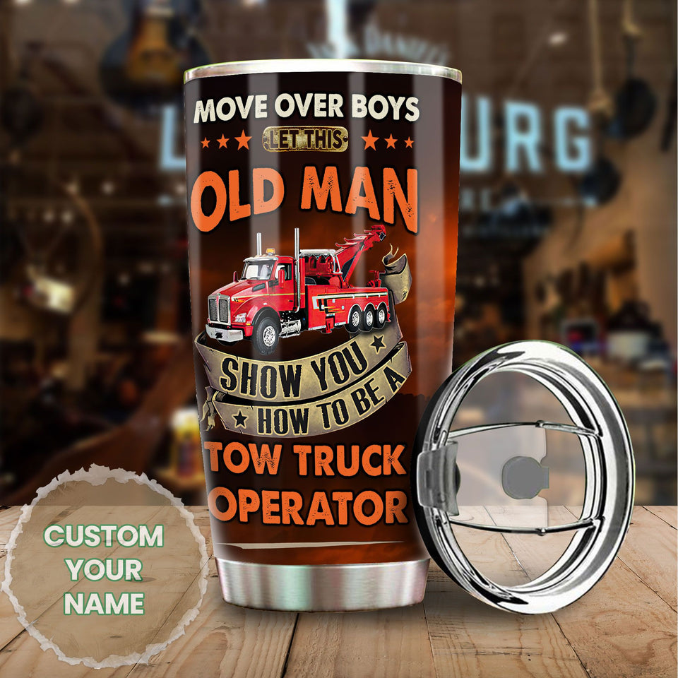 Camellia Personalized How To Be Truck Operator Stainless Steel Tumbler - Double-Walled Insulation Travel Thermal Cup With Lid Gift For Trucker Men