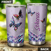 Camellia Personalized 3D Colorful Diamond Butterfly Stainless Steel Tumbler - Customized Double-Walled Insulation Therma Cup With Lid